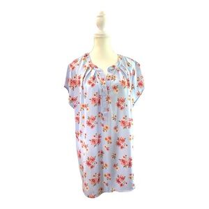 Papermoon Vivier Short Sleeve Blouse 2X Light Blue Floral Stitch Fix NWT